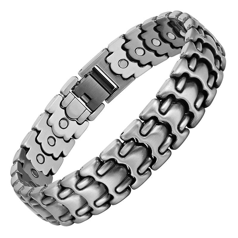 Men's Vintage Antique Silver Color Magnetic Bracelet Magnetic Therapeutic Bracelets