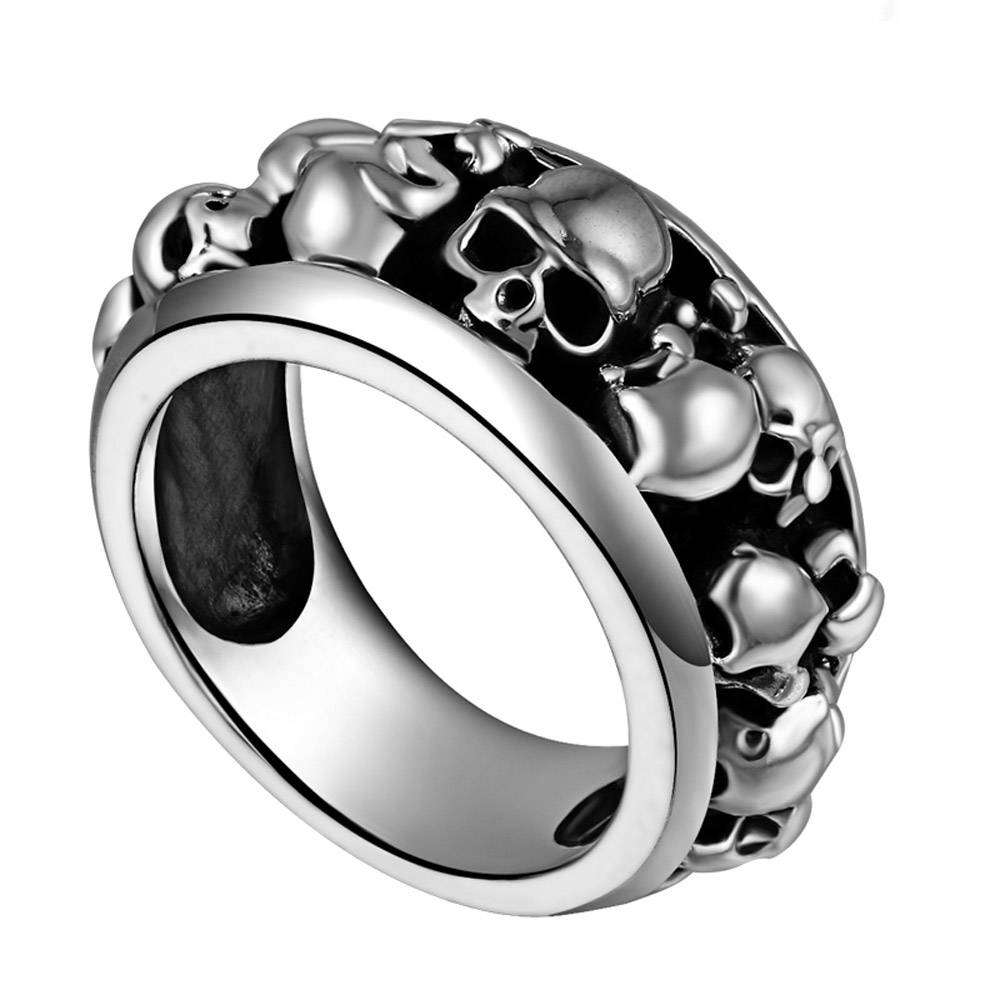 Gothic 925 Sterling Silver Skulls Vintage Ring Mens Rings
