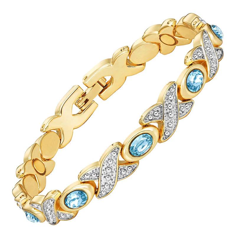 Women's Magnetic Bracelet With Sky Blue Stones Magnetic Therapeutic Bracelets