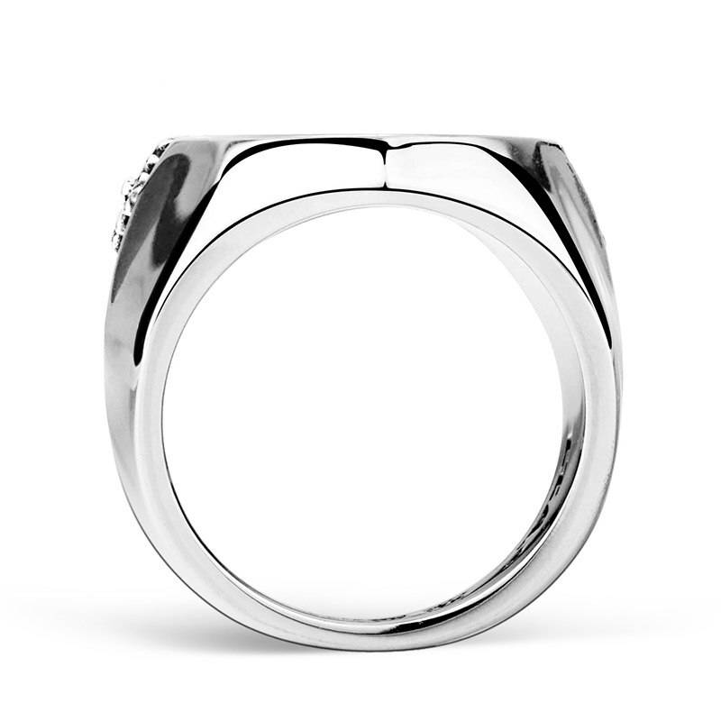 Letter V Victory Cubic Zircon Stainless steel Ring Mens Rings