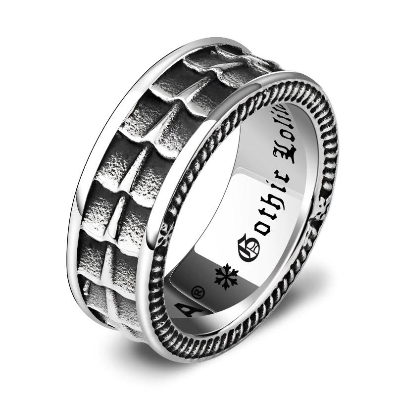Vintage Dragon Edged Stainless steel Ring Men's Jewelry Mens Rings