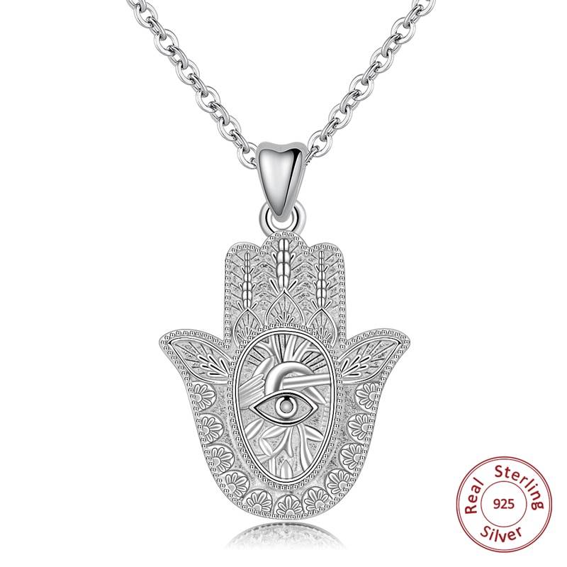 Hamsa Hand 925 Sterling Silver Pendant Necklace | Jewelry Addicts