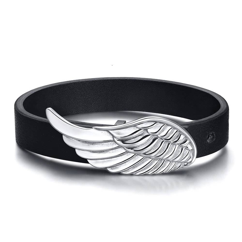 Eagle Wing Stainless Steel Charm Leather Bracelet Men's Bracelets Men's Jewelry