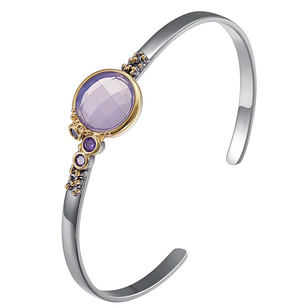 Gothic Cuff Bangle for Women Pink Purple CZ Bracelets & Bangles