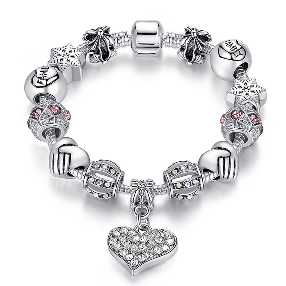 Silver Crystal Charm Bracelets for Women Bracelets & Bangles