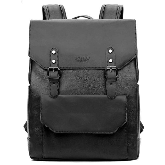 Casual Black Leather Laptop Backpacks