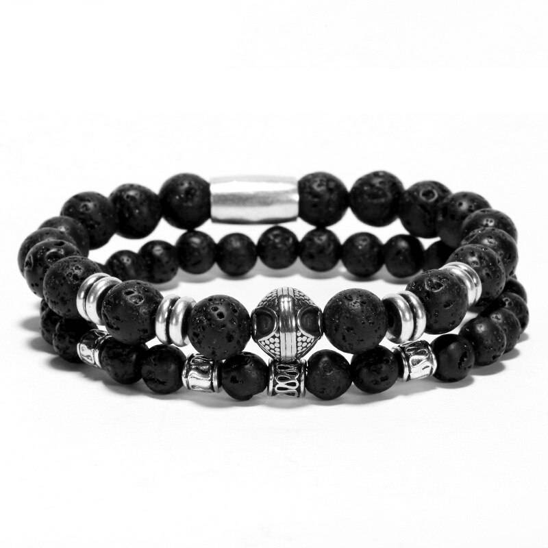 Men's Lava Bracelet and Tiger Eye Stone Beads Men's Bracelets