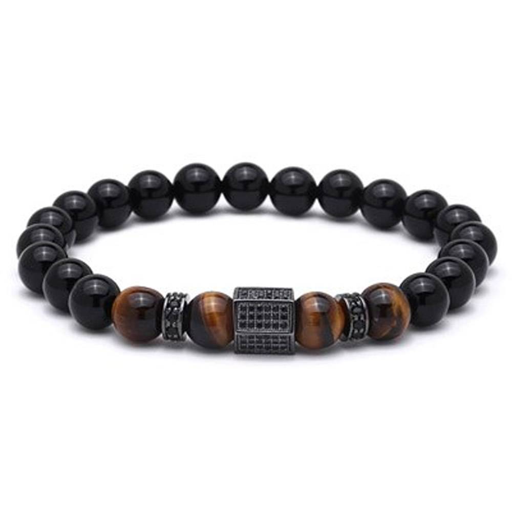 Men's CZ Hexagon Natural Stone Beads Bracelets Men's Bracelets Men's Jewelry