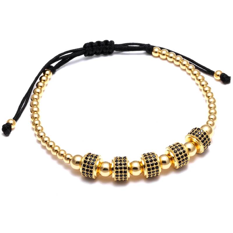 Men's Bracelet Beads Micro Pave Black CZ Men's Bracelets