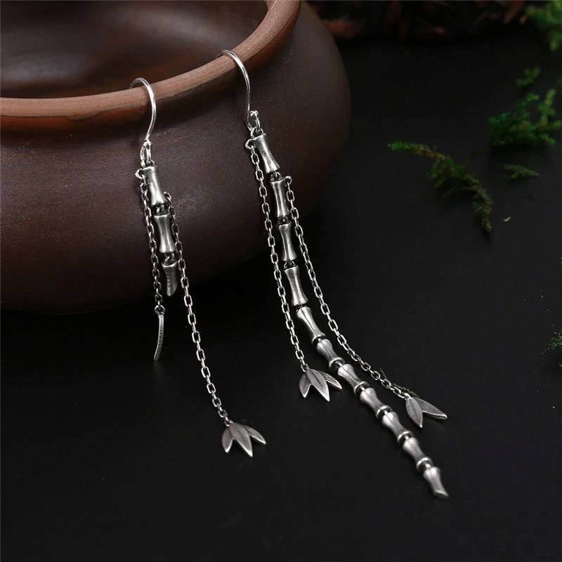 S925 Silver Vintage Ethnic Drop Earrings Women's Earrings