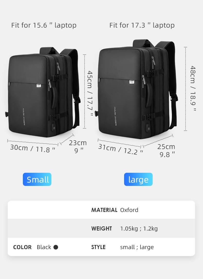 Men's Backpack for 17 inch Laptop with USB