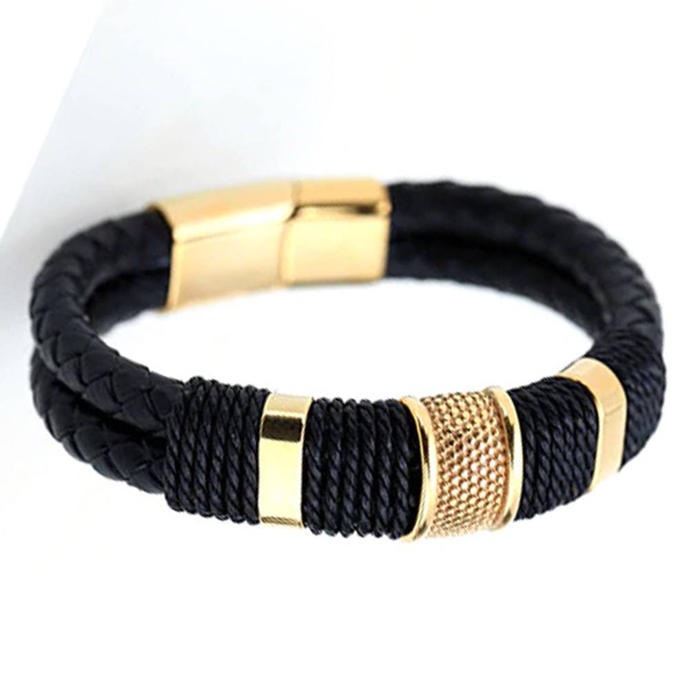 Leather Multi-layer Gold/Silver/Black Bracelet Men's Bracelets