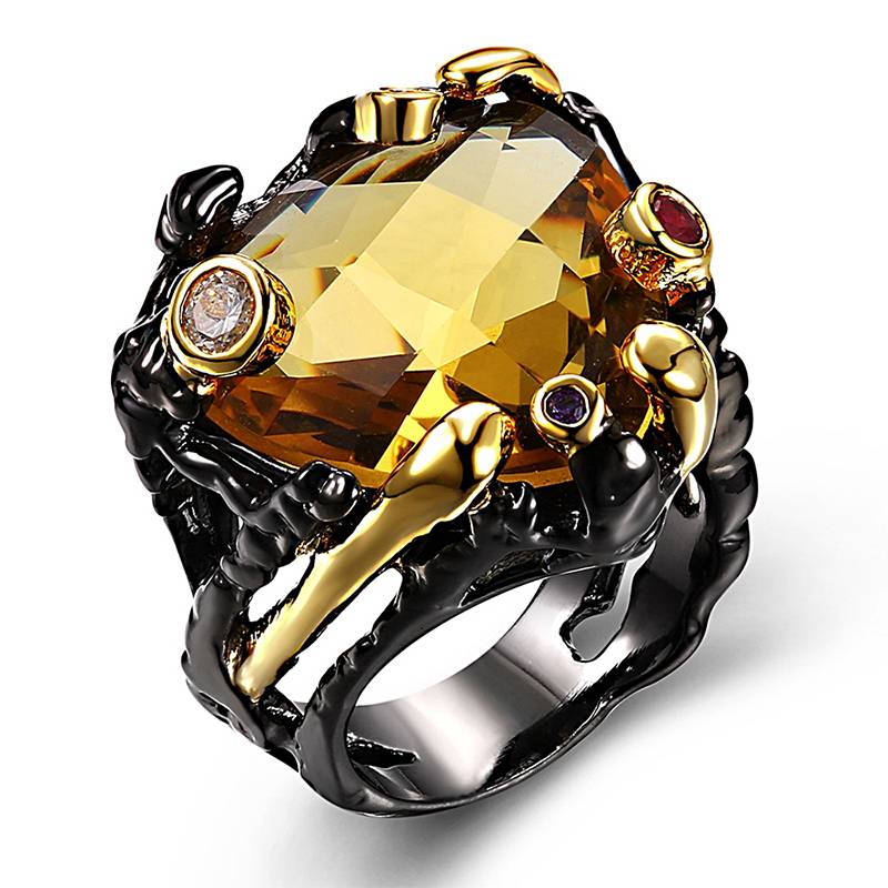 Vintage Women's Ring Big Light Brown CZ Women's Rings