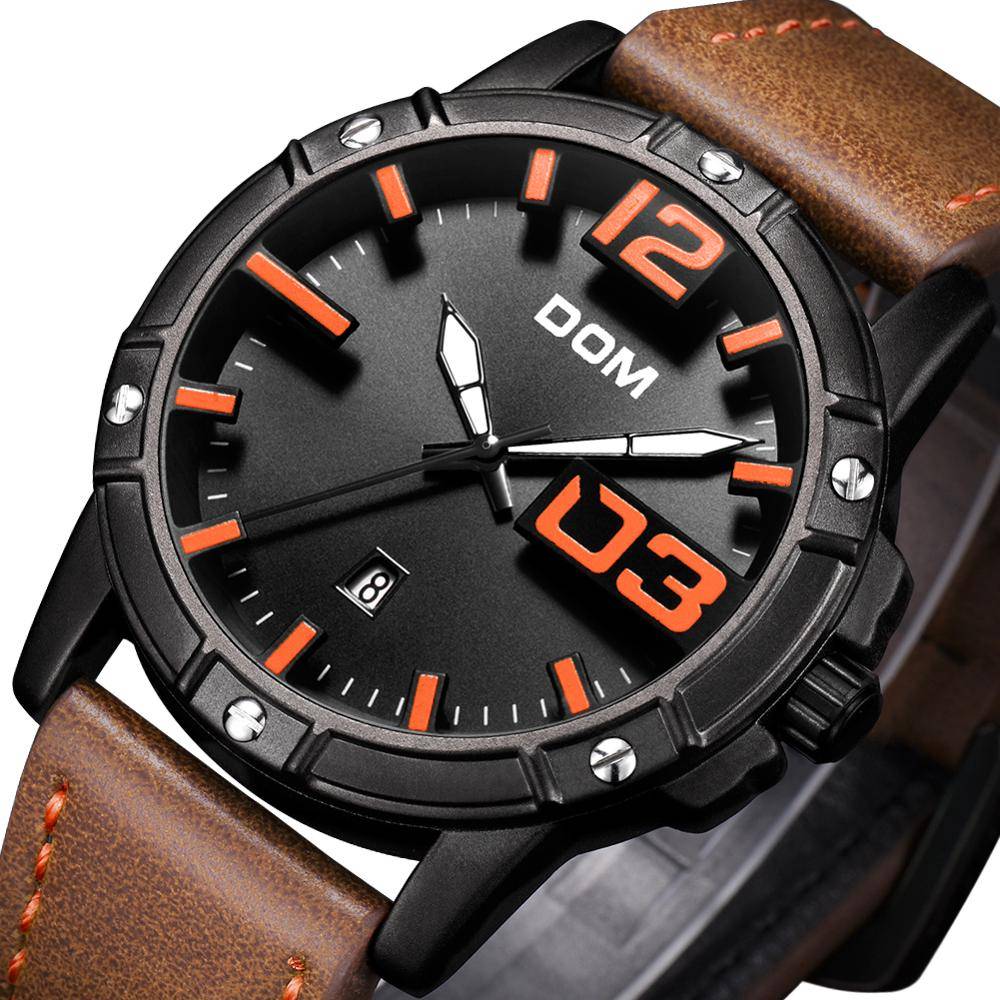 DOM Big Dial Stylish Sport Quartz Watch DOM Men's Wrist Watches Watches