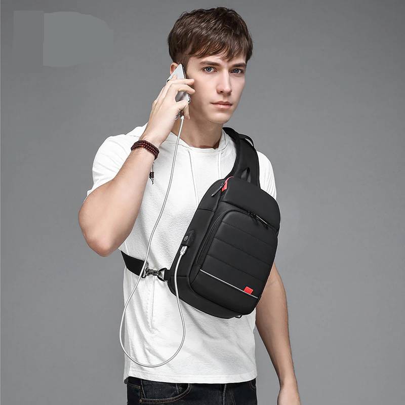 Multifunction Crossbody Bag Men USB Charging Chest Waist Bags