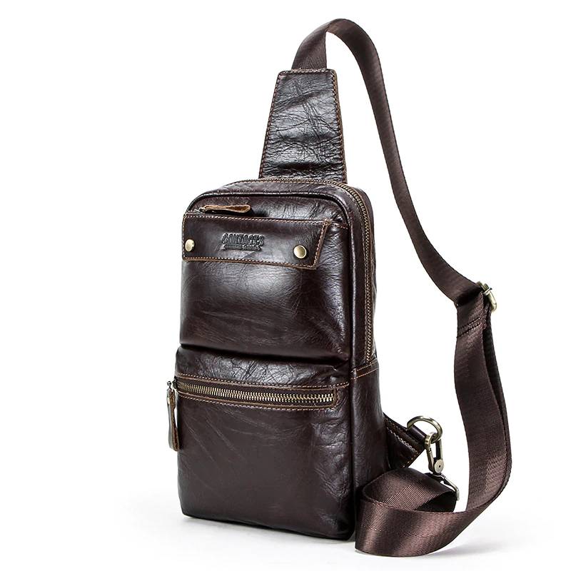 Genuine Leather Chest Bag Organizer Chest Waist Bags