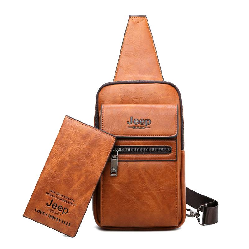 Mens Split Leather Chest Bags Chest Waist Bags