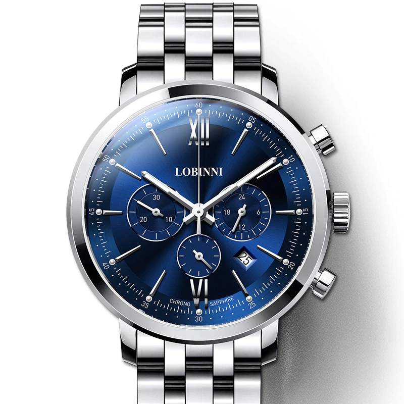 Mens Luxury Quartz Watches Swiss Brand Lobinni Men's Wrist Watches