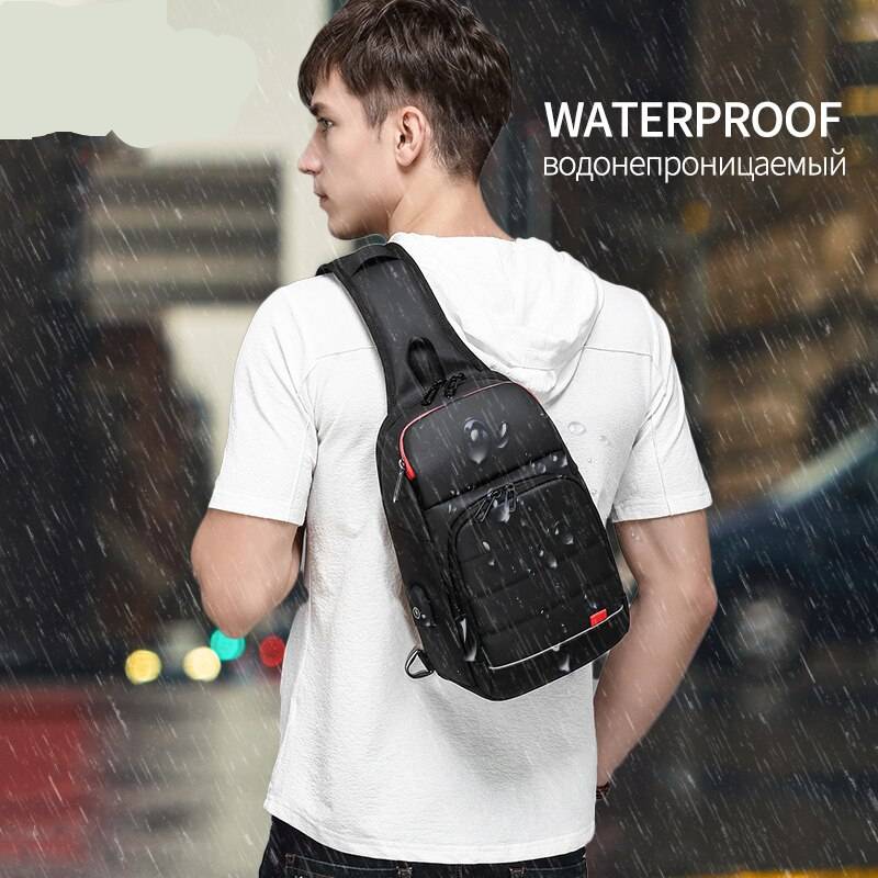 Multifunction Crossbody Bag Men USB Charging Chest Waist Bags