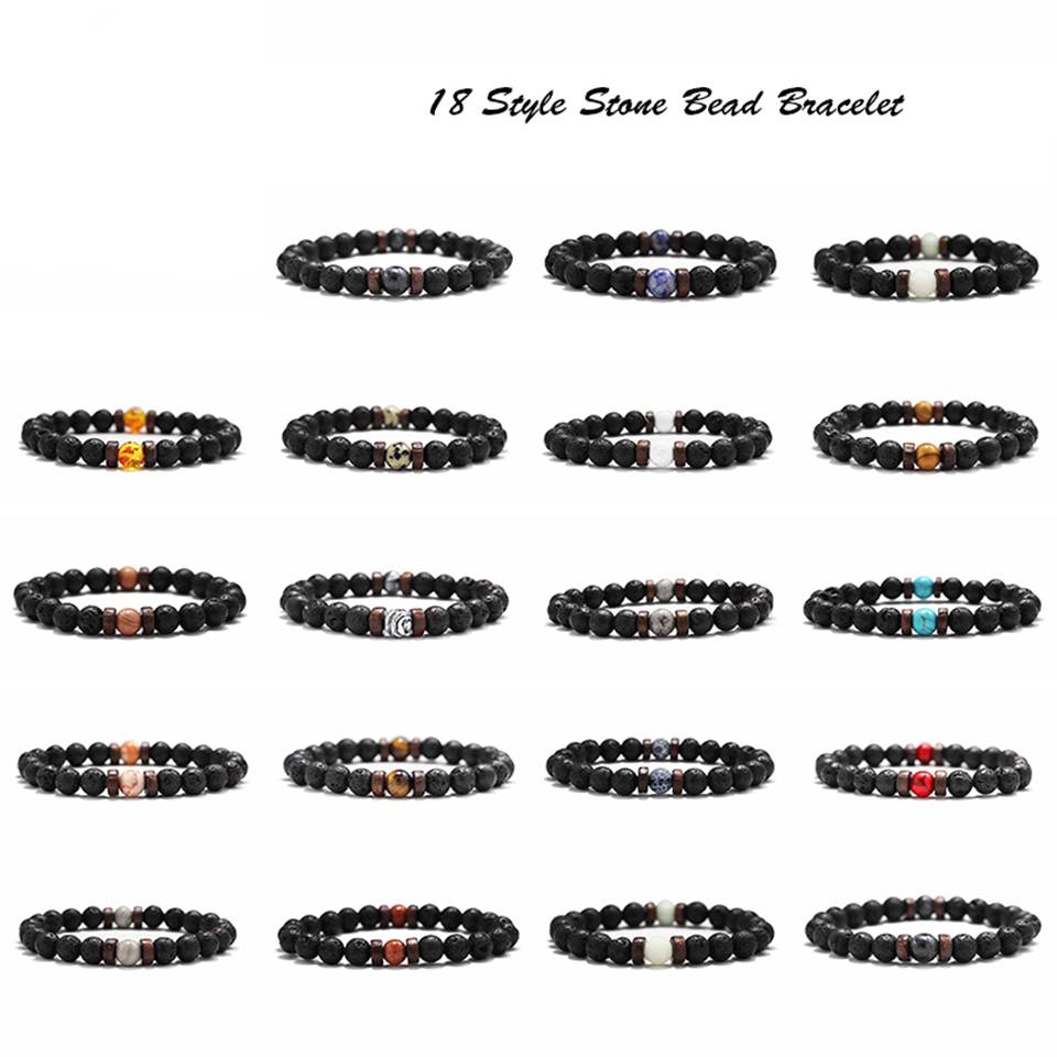 18 Style Natural Stone Bead Bracelets