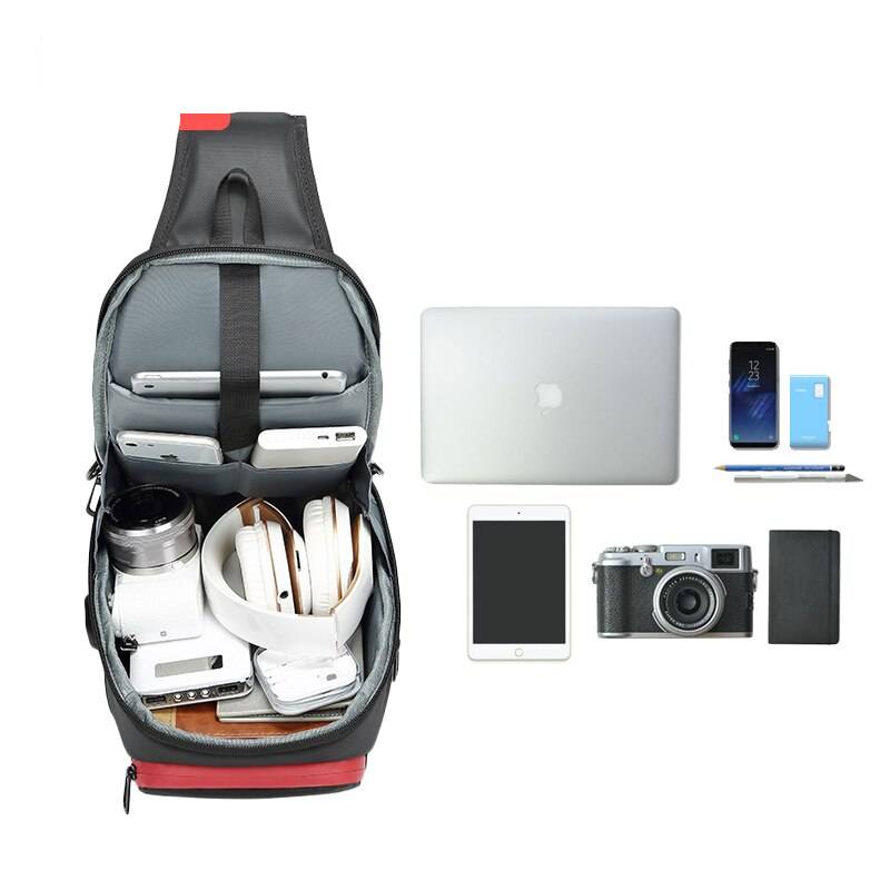 Multifunction Crossbody Bag Men USB Charging Chest Waist Bags