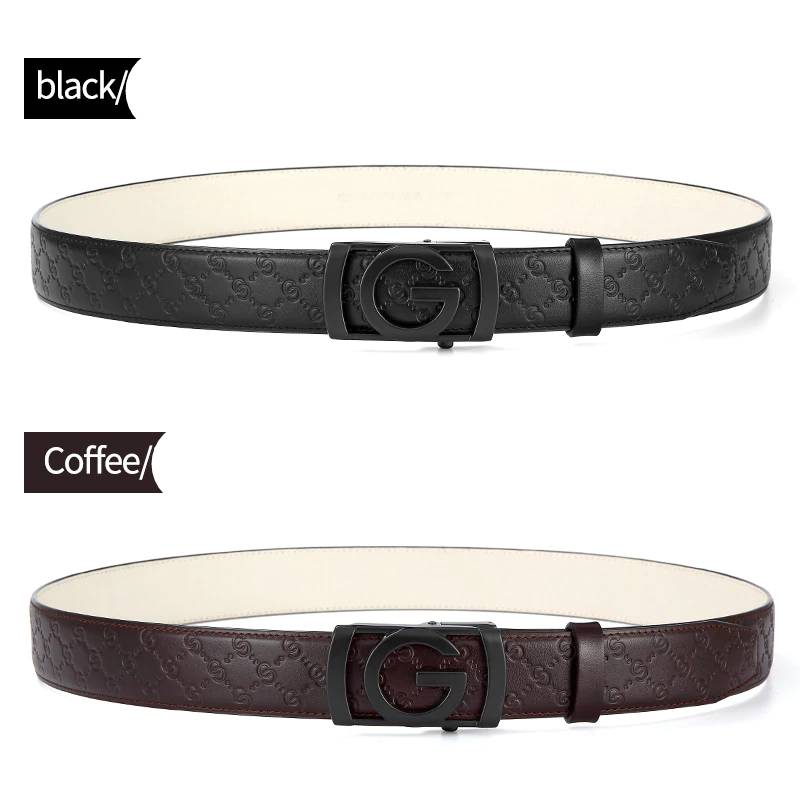 Leather Belt For Men Metal Automatic Buckle Mens Belts