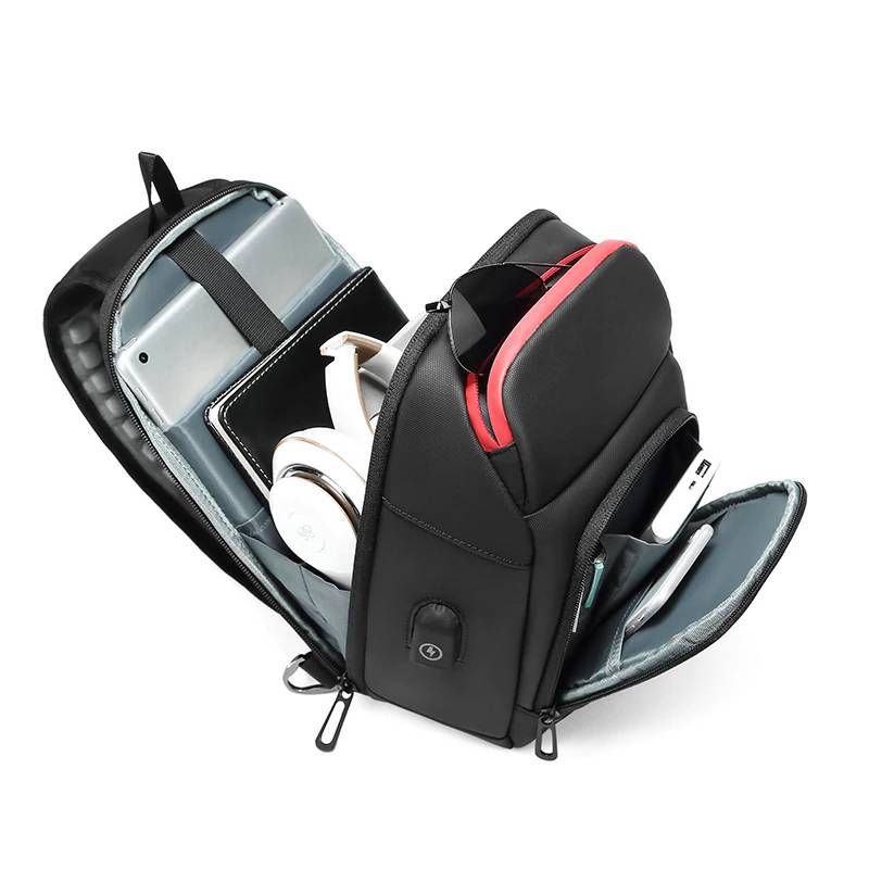 Multifunction Crossbody Bag Men USB Charging Chest Waist Bags