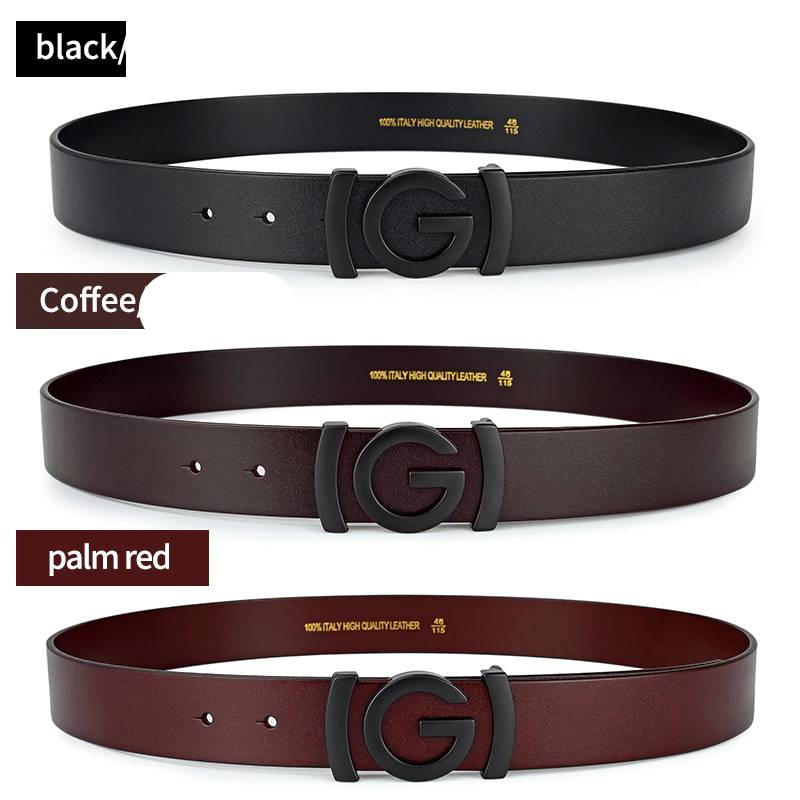 Black Designer Cowhide Leather Belt Mens Belts