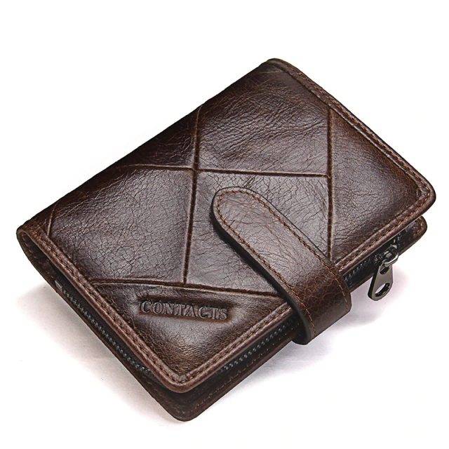 Mens Genuine Leather Bifold Zipper Coin Wallet | Jewelry Addicts
