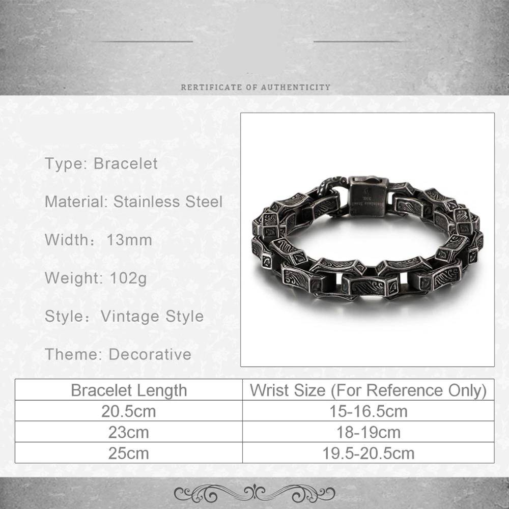 Vintage Engraved Stainless Steel Bracelet Men's Bracelets