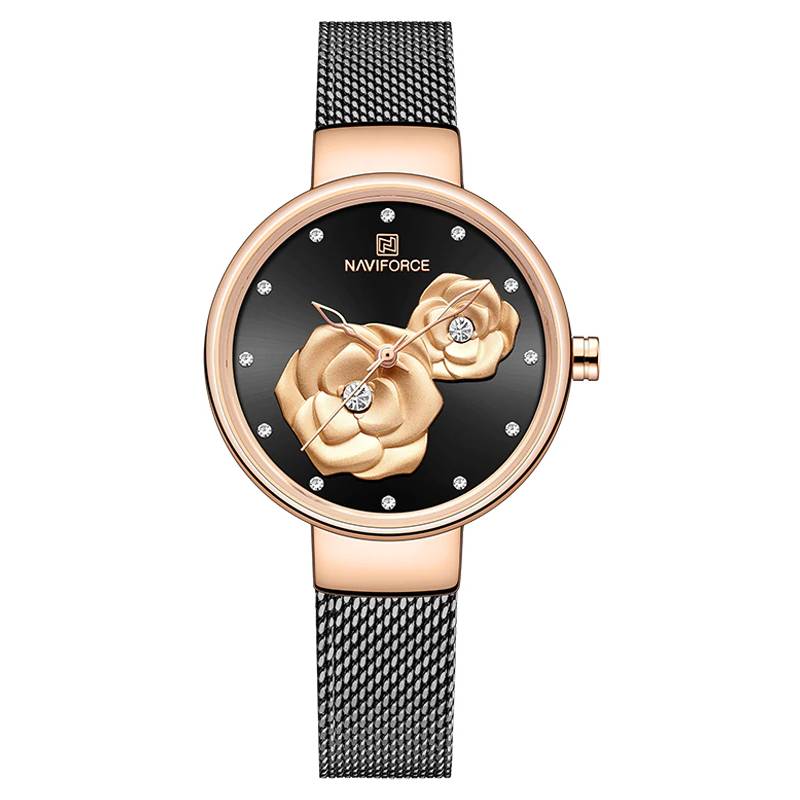 Women's 3D Embossed Rose Watches Naviforce Women's Watches