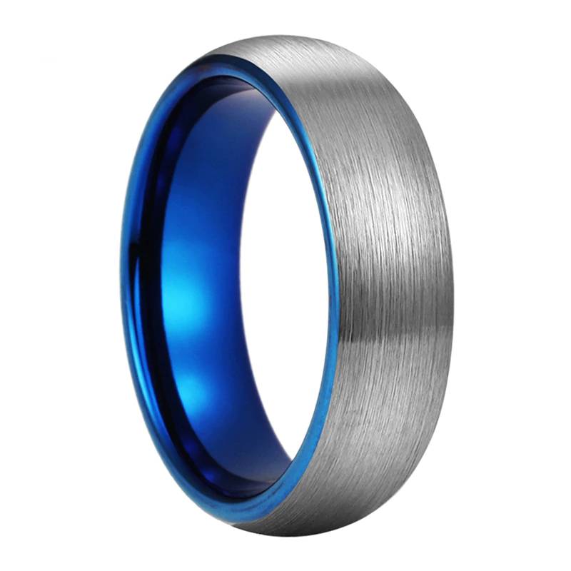 Mens Silver And Blue Tungsten Wedding Band Women's Rings