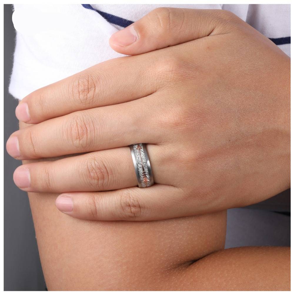 Silver Tungsten Rose Arrow Wedding Band Mens Rings Women's Rings