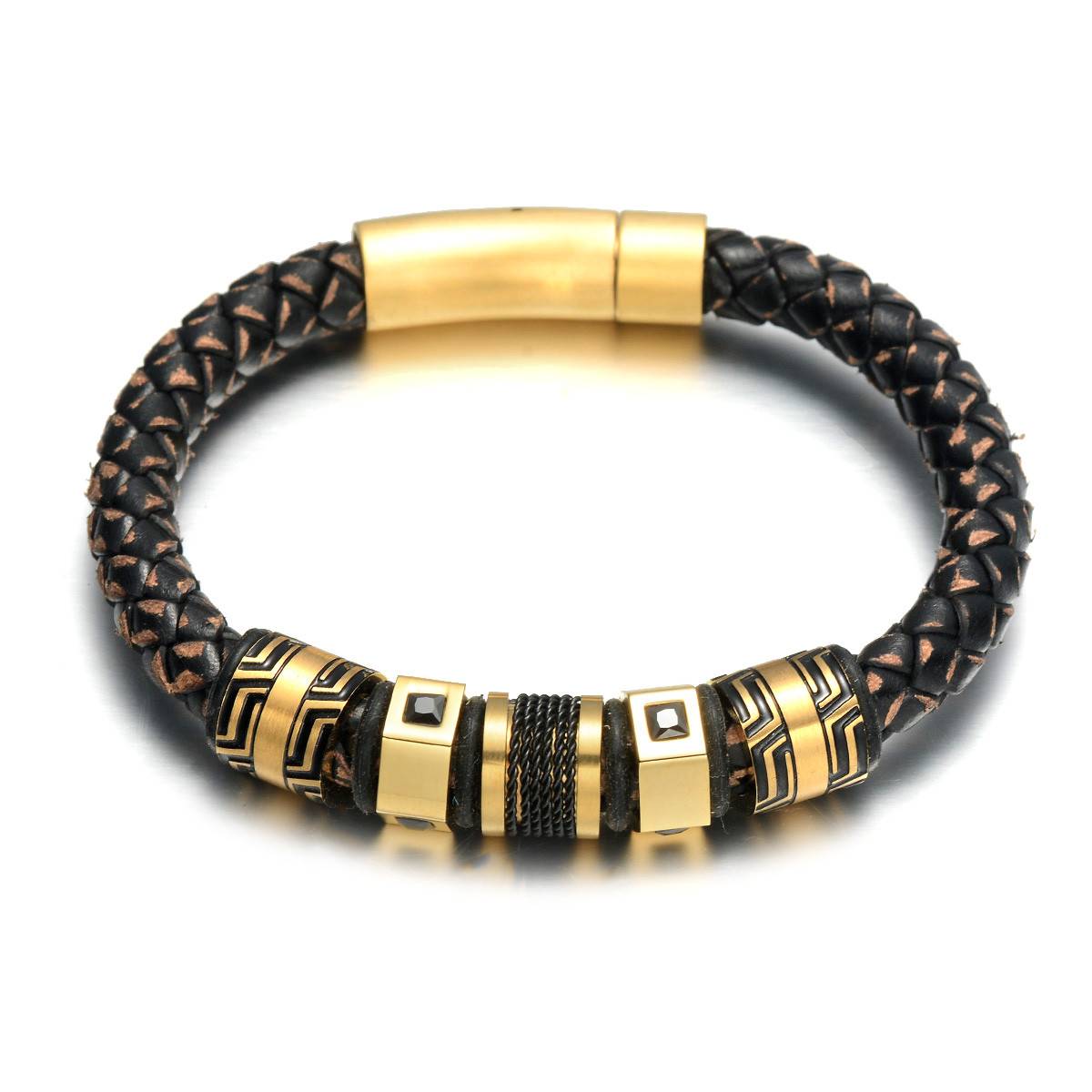 Braided Leather Bracelet With Beads | Jewelry Addicts