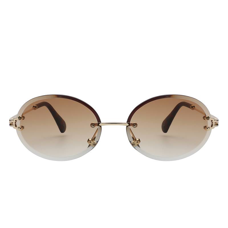 Retro Oval Frameless Sunglasses Men's Sunglasses