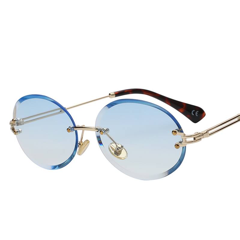 Retro Oval Frameless Sunglasses Men's Sunglasses