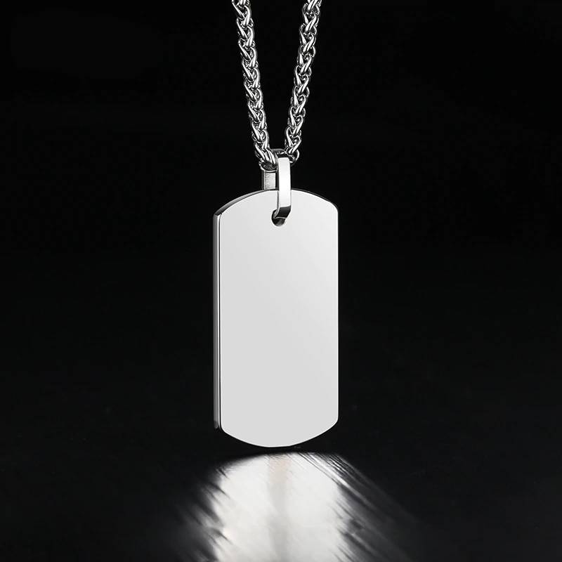 Cubic Zirconia Dog Tag Pendant Mens Pendants