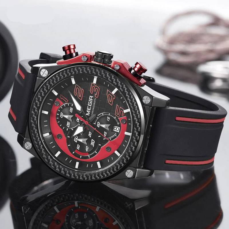 Mens Chronograph Watches with Rubber Strap Megir Men's Wrist Watches