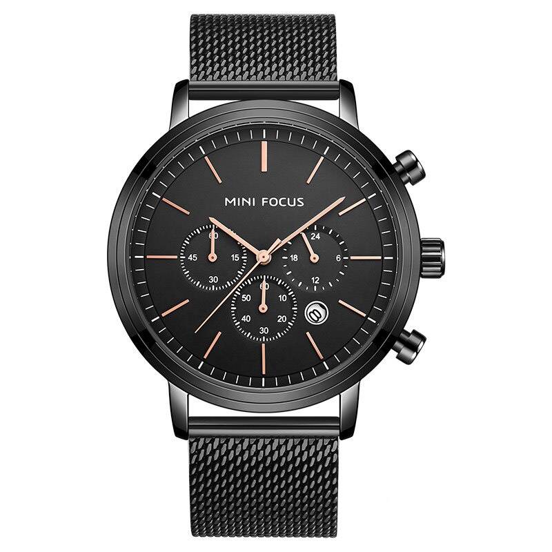 Stainless Steel Watch With Mesh Bracelet Men's Wrist Watches Mini Focus