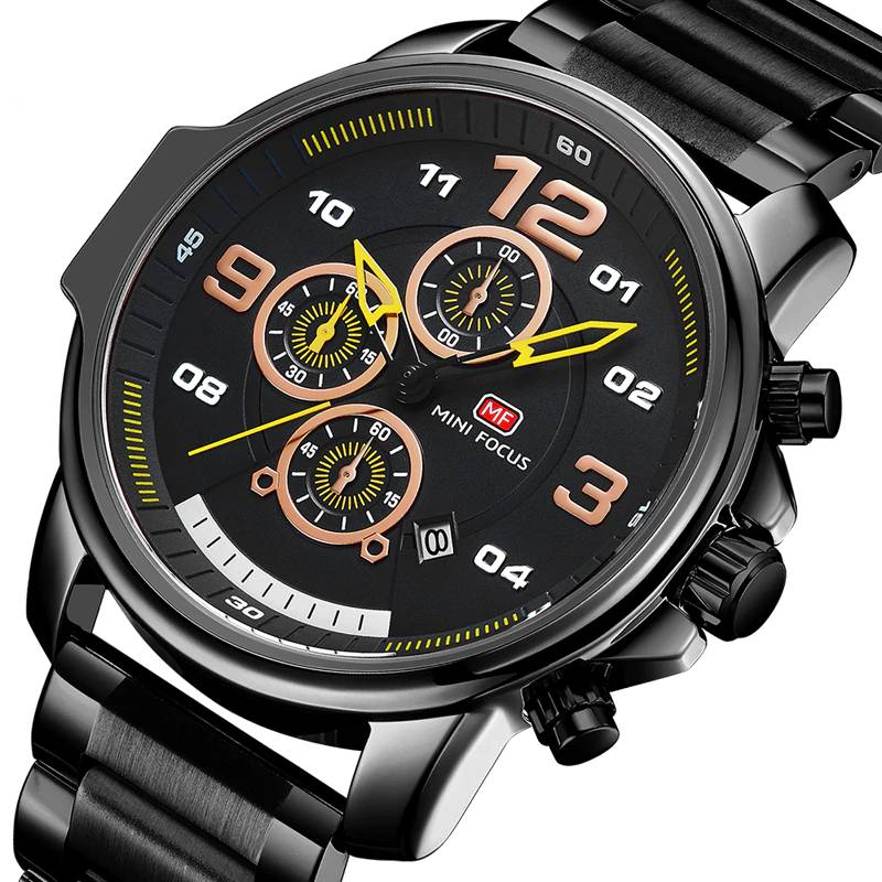 Men's Quartz Sport Sub-Dial Calendar Watch Men's Wrist Watches Mini Focus