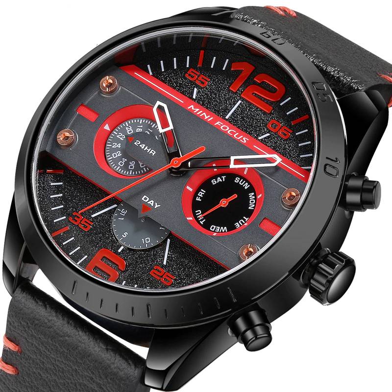 Mens Military Watches With Leather Band Men's Wrist Watches Mini Focus