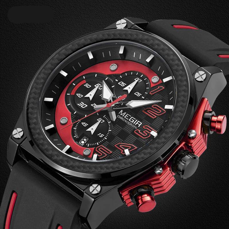 Mens Chronograph Watches with Rubber Strap Megir Men's Wrist Watches