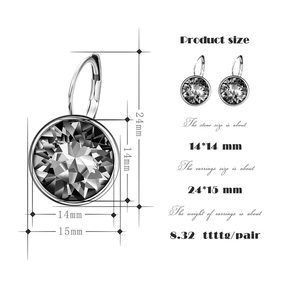 Swarovski Crystals Stud Earrings Rhodium Plated Women's Earrings