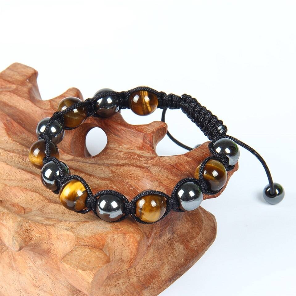 Tiger Eye Stone Hematite And Onyx Bracelet Men's Bracelets