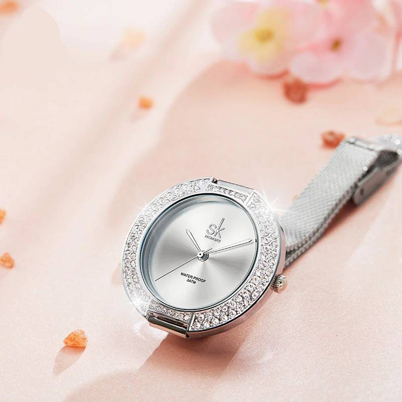 Women's Luxury Watches With Cubic Zirconia Dial Shengke Watch