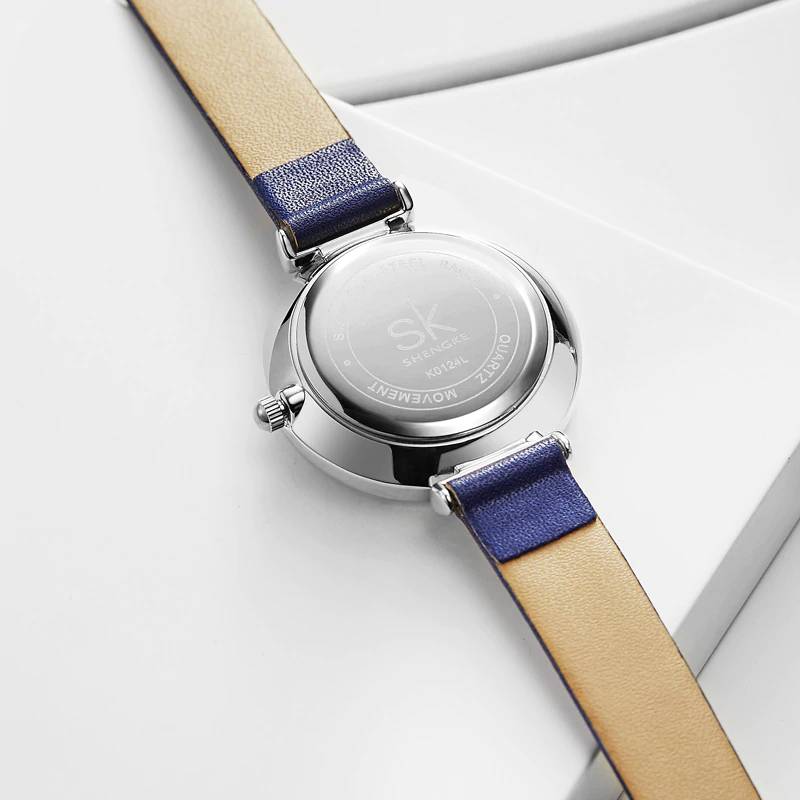 Shengke Stylish Ladies Wrist Watch Blue Feather Women's Watches