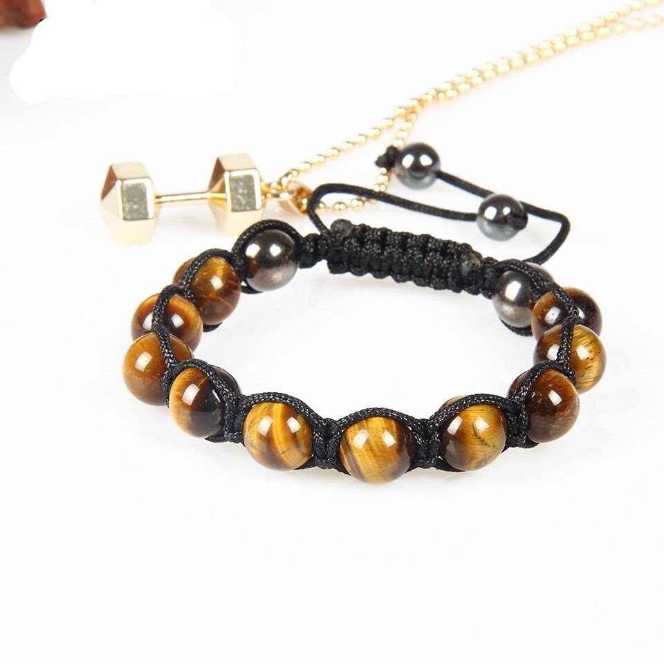 Tiger Eye Stone Hematite And Onyx Bracelet Men's Bracelets