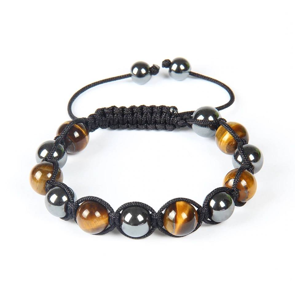 Tiger Eye Stone Hematite And Onyx Bracelet Men's Bracelets