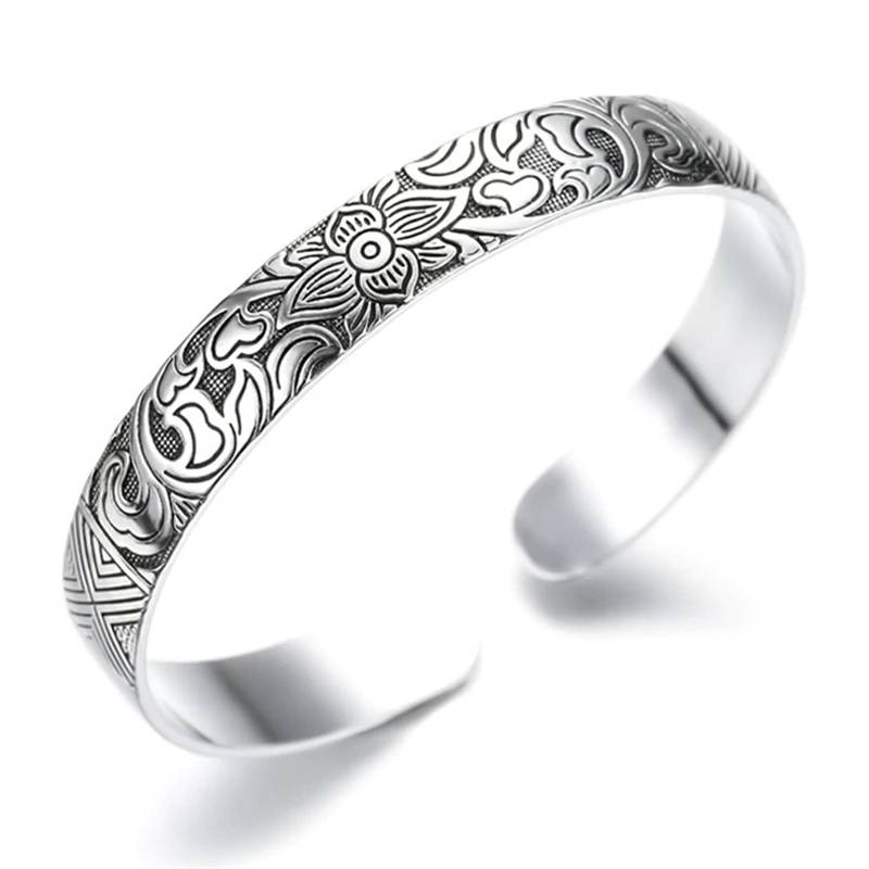 925 Sterling Silver Leaf Cuff Bangle Bracelet Bracelets & Bangles