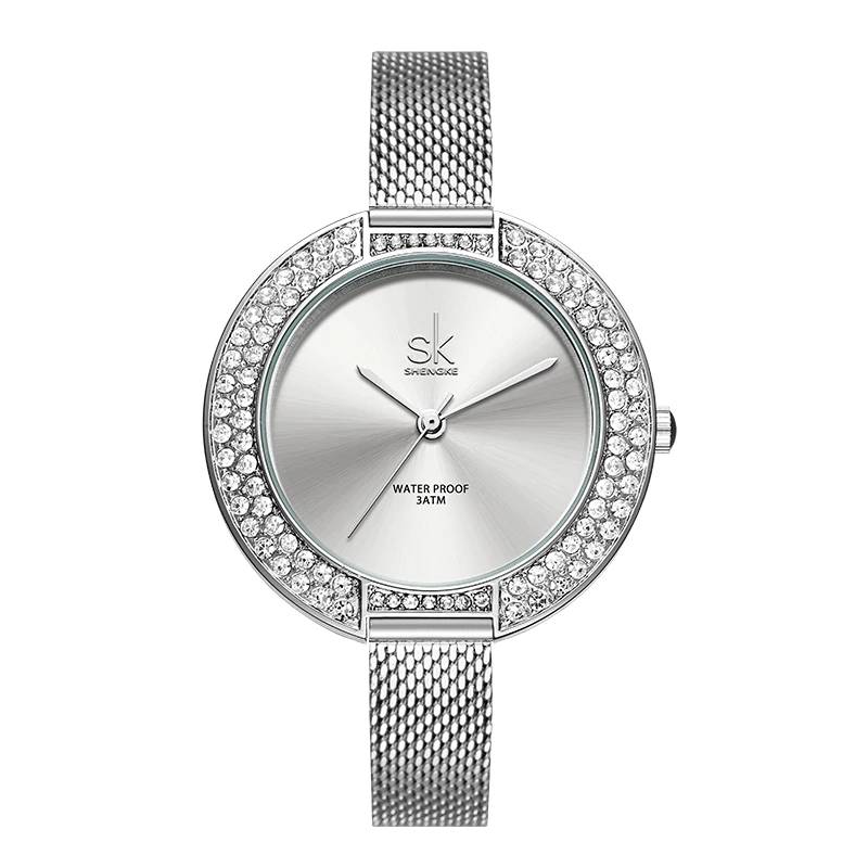 Women's Luxury Watches With Cubic Zirconia Dial Shengke Watch